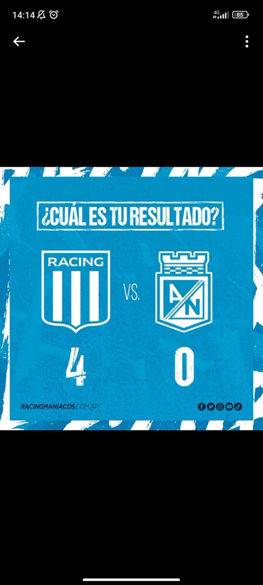 gonzaTempra's tweet photo. @RacingManiacos Avemus resultado https://t.co/GyiMRO1idb