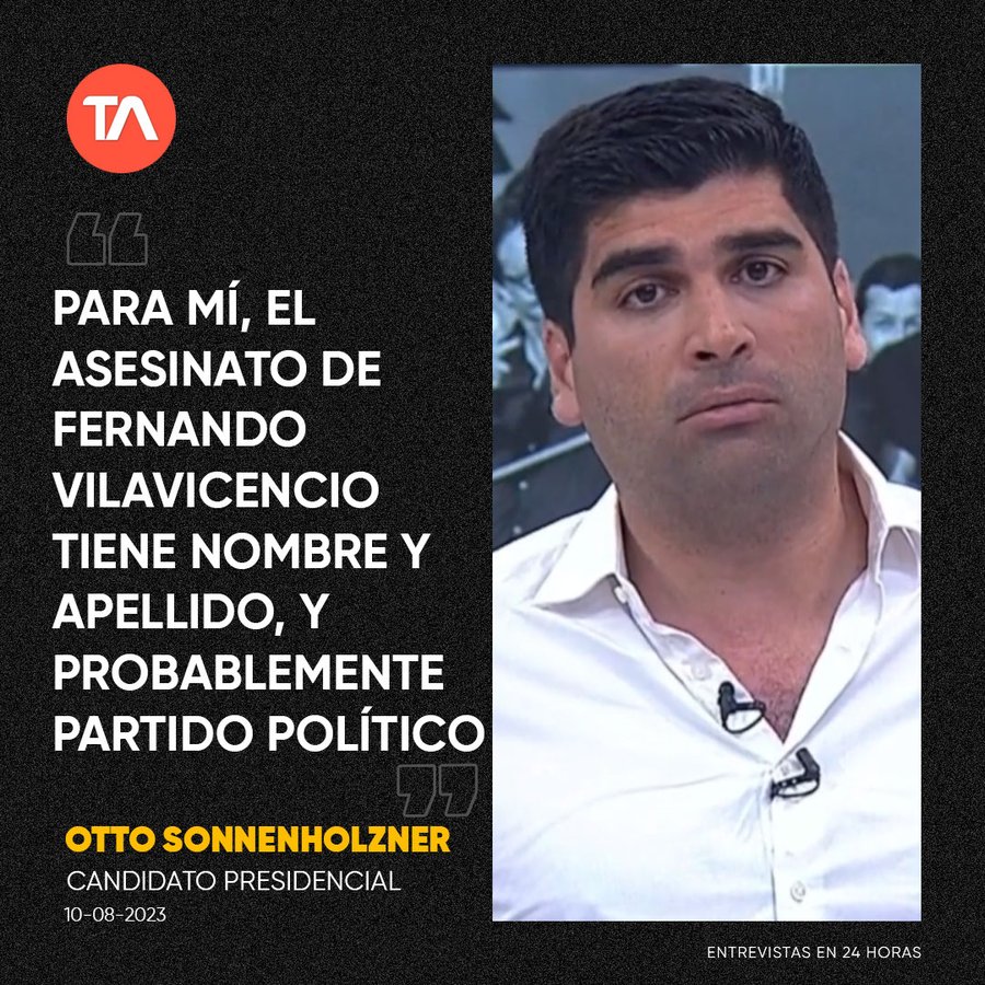 Sobre la tumba abierta. Esto fue lo que dijo en <a href="/teleamazonasec/">Teleamazonas</a> el candidato presidencial <a href="/ottosonnenh/">Otto Sonnenholzner</a> respecto al crimen de Fernando Villavicencio: