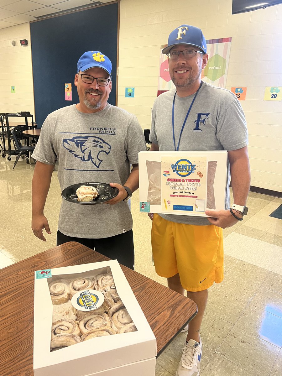FrenshipMS's tweet photo. The fine folks at Wentz Orthodontics sent over some tasty cinnamon rolls for a morning pick-me-up. Thanks a million!!! #thefms https://t.co/xdiU5hzIPx