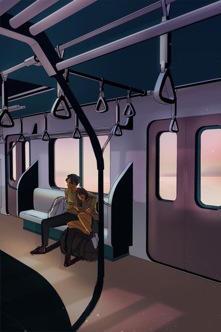 「multiple boys train interior」 illustration images(Latest)