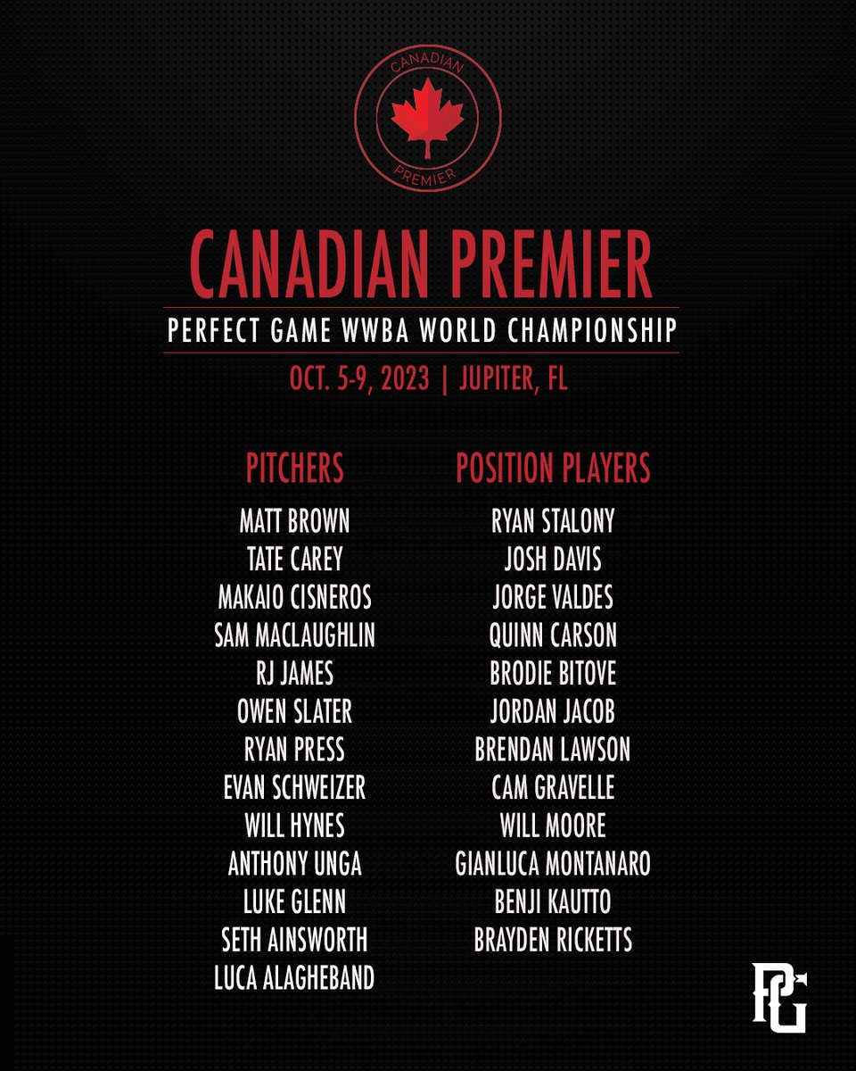 CPBL (@cpbleague) on Twitter photo π¨We are proud to announce the 2023 Canadian Premier rosterπ¨
More info: cpblbaseball.ca/2023-canadian-β¦
@B_Sakowski_PG <a href="/pg_int1/">Perfect Game International</a> π¨We are proud to announce the 2023 Canadian Premier rosterπ¨
More info: cpblbaseball.ca/2023-canadian-β¦
@B_Sakowski_PG <a href="/pg_int1/">Perfect Game International</a>