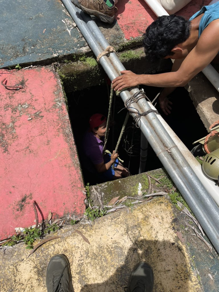 malcolmacleod's tweet photo. That time this man went to the bottom of a well to rescue a data logger #trueMVP https://t.co/ujAC3VZS1k