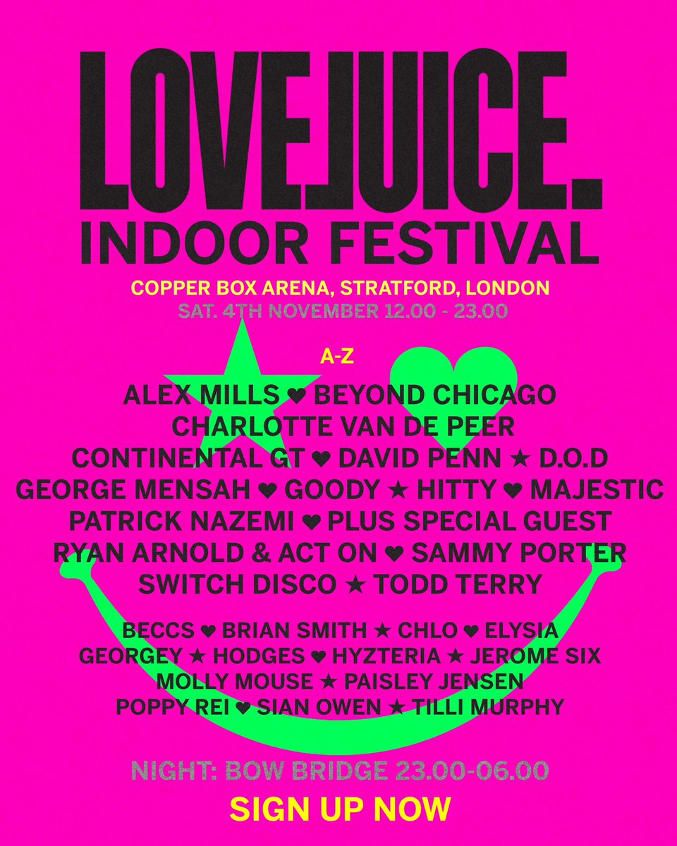 This. Is. BIG! WHAT A DJ LINE UP for Sat 4 Nov, our GREATEST show to date, as we transform the Copper Box Arena into the BIGGEST dance floor in East London 🏟️🔥🤯

Sign up now for priority access to tickets: LoveJuiceCopperbox.com