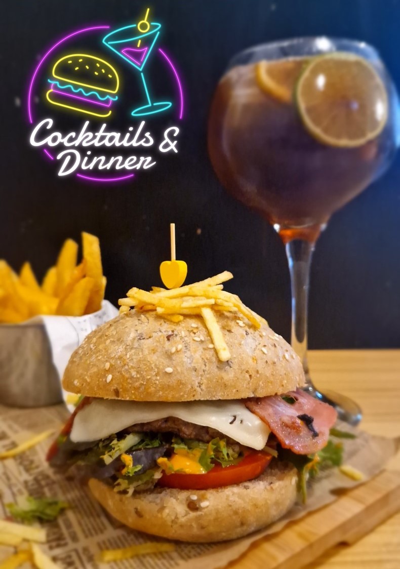 barelencanto's tweet photo. Cocktails &amp; Dinner nuestra propuesta estrella para este Verano. Fines de Semana cocina abierta hasta las 12:00 de la noche para que puedas disfrutar de un maridaje canalla único en Alcobendas #cocktailsanddinner #maridajecanalla #viveencanto #séfeliz #baresalcobendas #hamburguesa https://t.co/Ul6B7HEHEy
