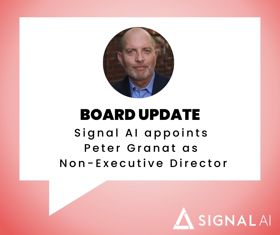 Signal AI (@signalhq) on Twitter photo We are thrilled to welcome <a href="/petergranat/">Peter Granat</a> on our Board as a Non-Executive Director!
With specialized expertise in B2B SaaS platforms and integrated information services, Peter has more than 25 years of experience leading global public and private companies! We are thrilled to welcome <a href="/petergranat/">Peter Granat</a> on our Board as a Non-Executive Director!
With specialized expertise in B2B SaaS platforms and integrated information services, Peter has more than 25 years of experience leading global public and private companies!