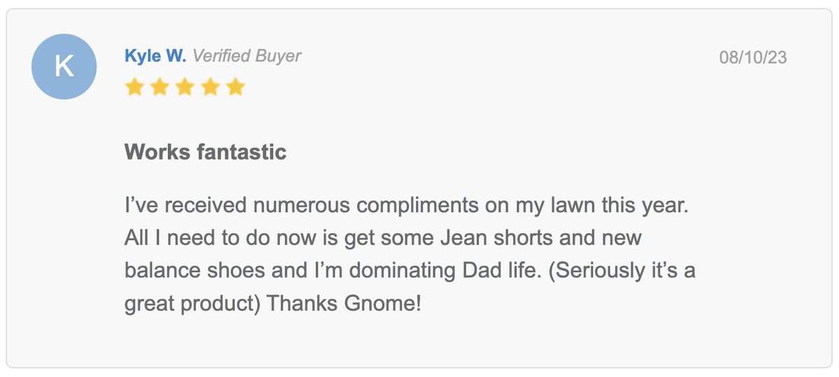 'All I need to do now is get some jean shorts and new balance shoes and I'm dominating Dad life' What self-respecting father doesn't fertilize his lawn?