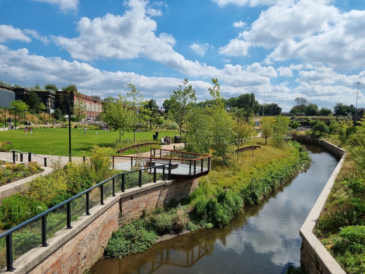 notwen_john's tweet photo. Today we had an enjoyable day exploring the new Mayfield Park,  with views of the once hidden gem - the River Medlock.  #Mayfield #Manchester @martin_0401 @dwmcload @daft_monkey @BertieRedfern https://t.co/Mitt3Ck8ag