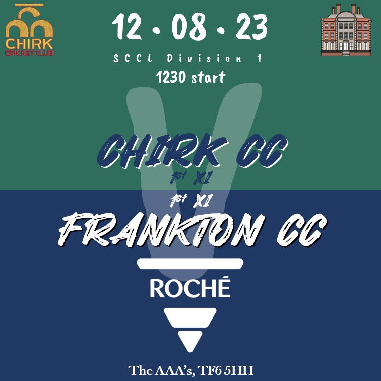 FranktonCC's tweet photo. Saturday’s @ShropCCLeague fixtures:

🗓12.08.23
🏏Sponsor: Sandstone
1️⃣XI away 🚌🆚🍫 @ChirkCC
2️⃣XI home 🏫🆚🏴󠁧󠁢󠁷󠁬󠁳󠁿 @GuilsfieldCC 

We welcome spectators &amp; supporters to the ground. Our fully stocked bar will be open all weekend! 

#FCC #FCG #SCCL #LocalDerby #WelshWeekend https://t.co/FQBTPn1b9D