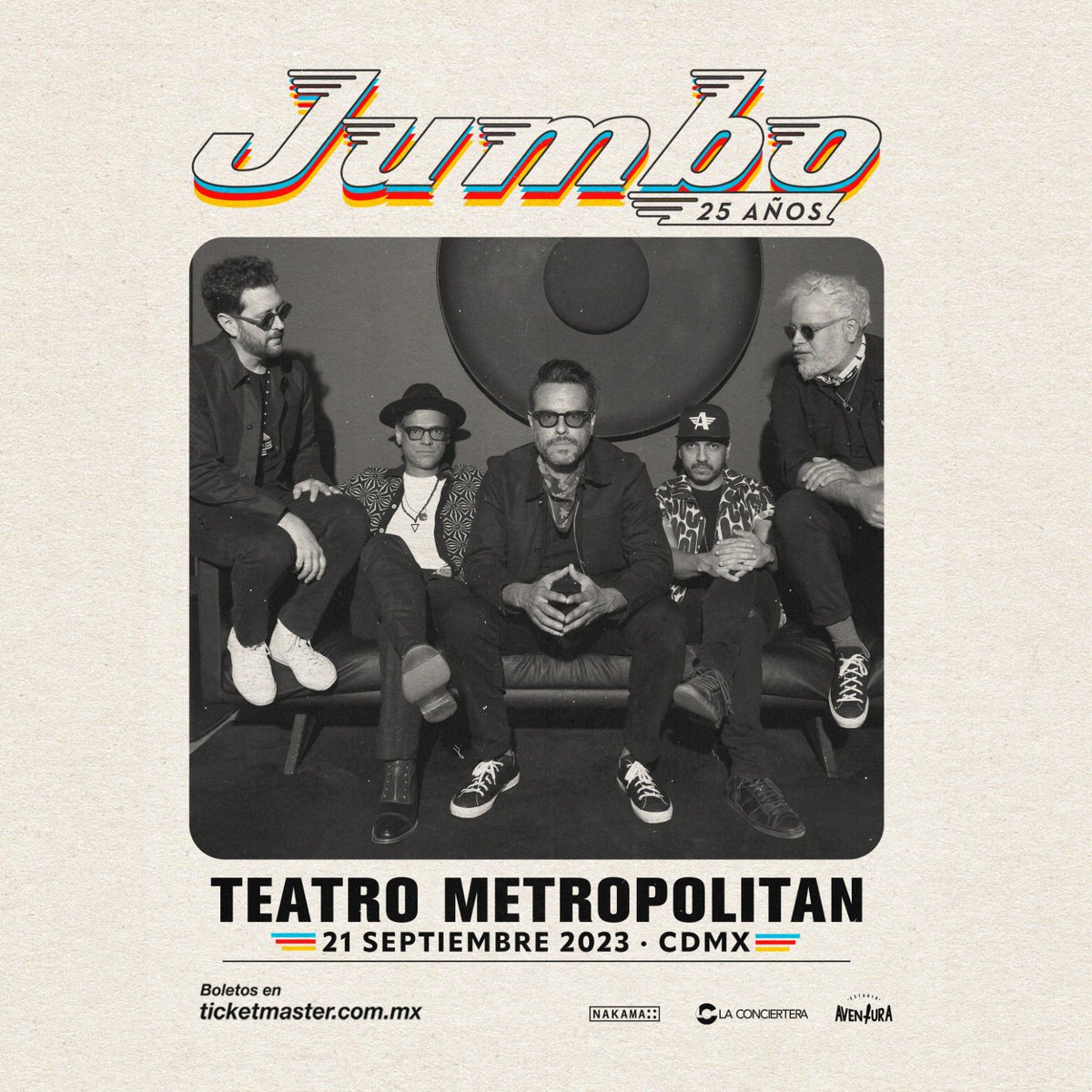 🤩🎵| JUMBO <a href="/Jumbo_Mx/">Jumbo</a> celebrará 25 años de carrera en el Teatro Metropolitan con un concierto imperdible. 

La banda está lista para festejar el próximo 21 de septiembre. 

#jumbo #teatrometropolitan #rock #radioartefacto #clasicos