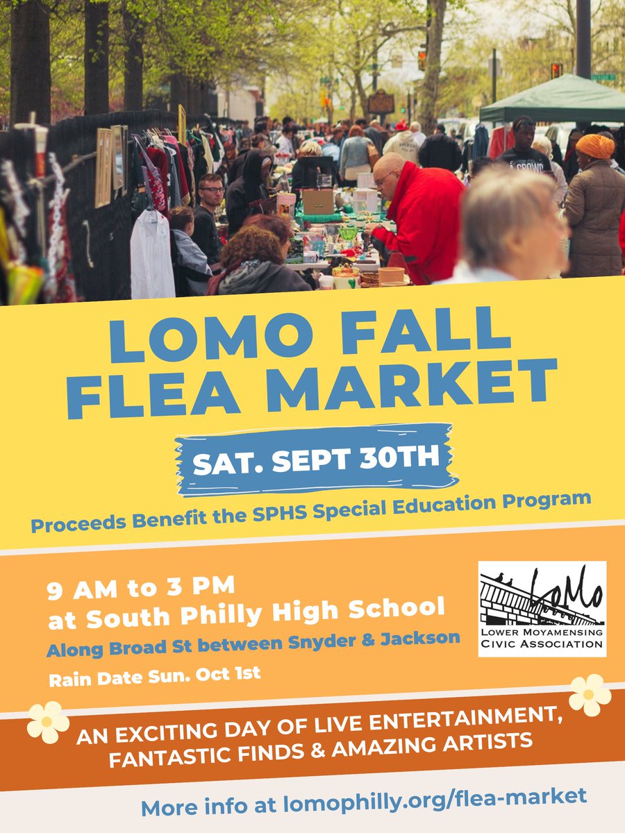 LoMoPhilly's tweet image. Vendor registration is now open for our Fall Flea Market on Saturday, September 30th from 9am – 3pm. Visit lomophilly.org/flea-market for more details.