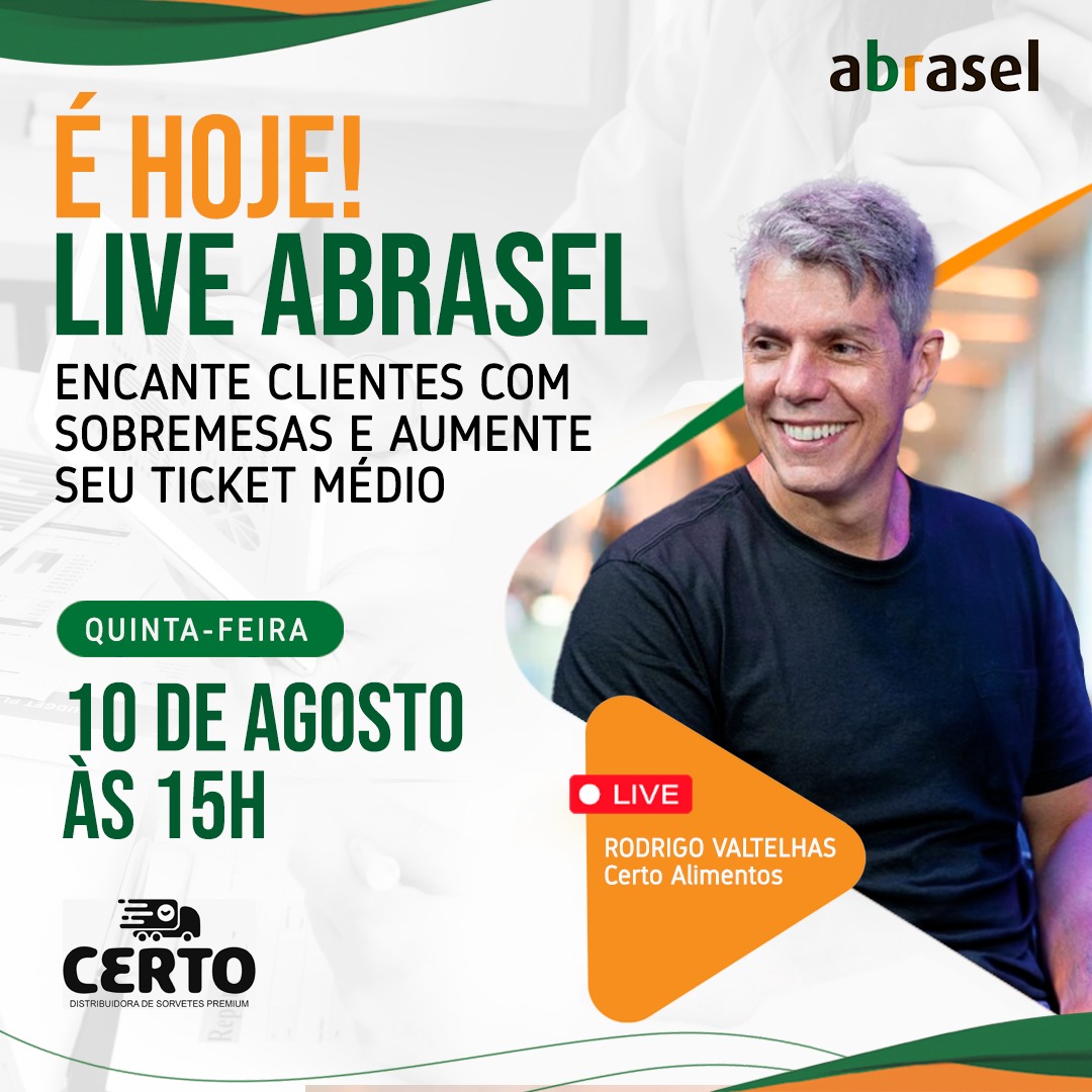 AbraselRJ's tweet photo. É HOJE!

Receberemos o especialista Rodrigo Valtelhas, da Certo Alimentos, para uma live imperdível sobre como encantar clientes com as melhores sobremesas do cardápio e aumentar seu ticket médio! 🤩

Participe!👇
https://t.co/3Vhd6bjdpT https://t.co/mAUTwmUwC6
