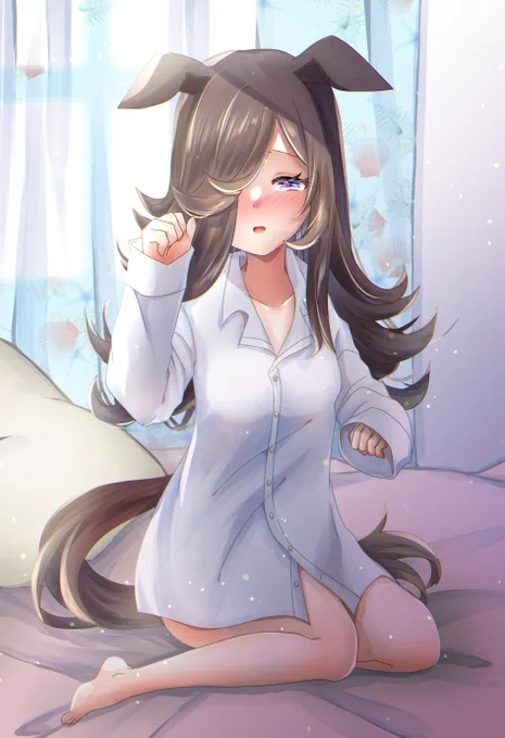 おはよう……ございます…… 早いね、お兄さま、お姉さま…… #ウマ娘 #ライスシャワー