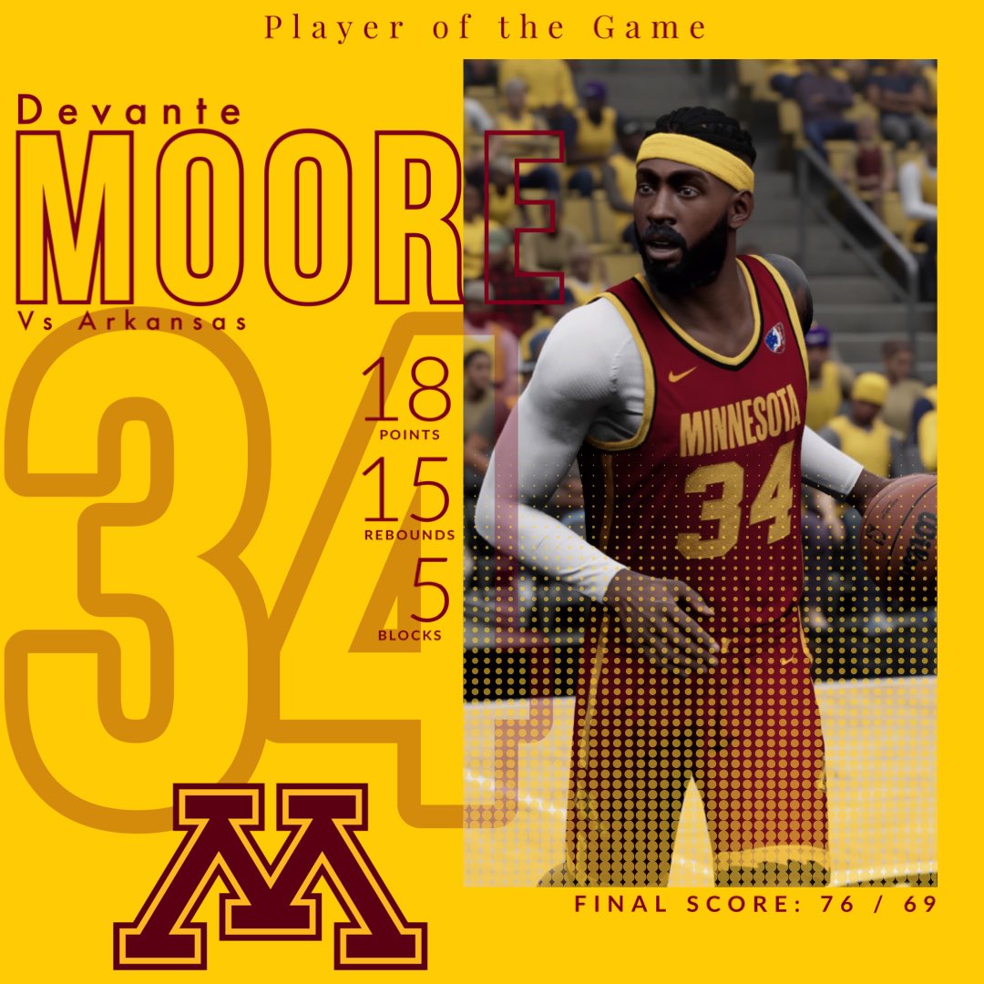 Minnesota vs Arkansas POTG… Devante Moore !!!