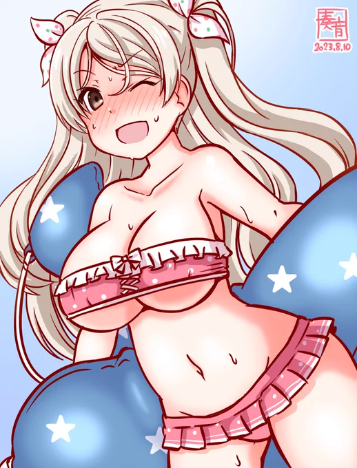 「…どう、かな? わ、ワシはいけると思うんだけど…」  #艦これ版真剣お絵描き60分一本勝負_20230810 #コンテ・ディ・カブール