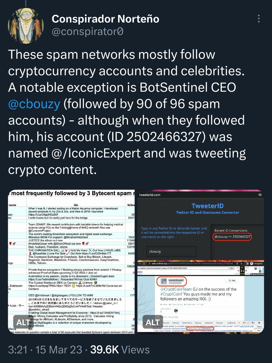 abouzy_'s tweet photo. Bouzy explains to @BridgetMarie what platform manipulation is.
QT: platform manipulation by Bouzy: He employed a bot network to boost his crypto scam #ByteCent, back when he was operating under his former handle @IconicExpert.
(thanks to @conspirator0 for confirming!) https://t.co/sbTnLlVPzZ