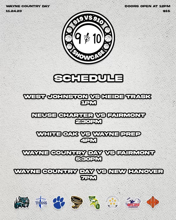 “The Nyne vs Dyme”
🎬The 919 vs 910 Showcase
🗓️November 24, 2023
📍Wayne Country Day School
🎟️$15 at the door
Presented by We Journal Great Sports in collaboration with <a href="/Hoopfarm/">Tre (Hoopfarm Mixtapez)</a>!