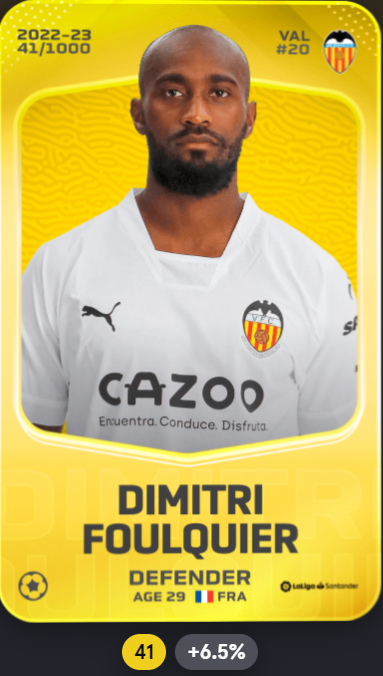 🎁 Sorare Giveaway 🎁 
#sorare   #NFT #Giveaway  #SorareGiveaway
#LaLiga #ValenciaCF #DimitriFoulquier

 To enter: Follow <a href="/HeatSorare/">HeatCheckerzZz Sorare</a> 
 Like ❤️‍🔥 
Retweet ↪️ 
Comment your @ Sorare username✍️ 

Winner will be announced when i got 500 followers