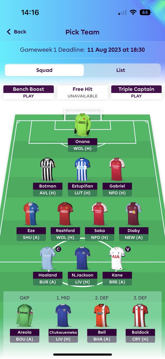 Luke0597's tweet photo. @FPL__Raptor If Kane stays https://t.co/kbxwGJgRDD