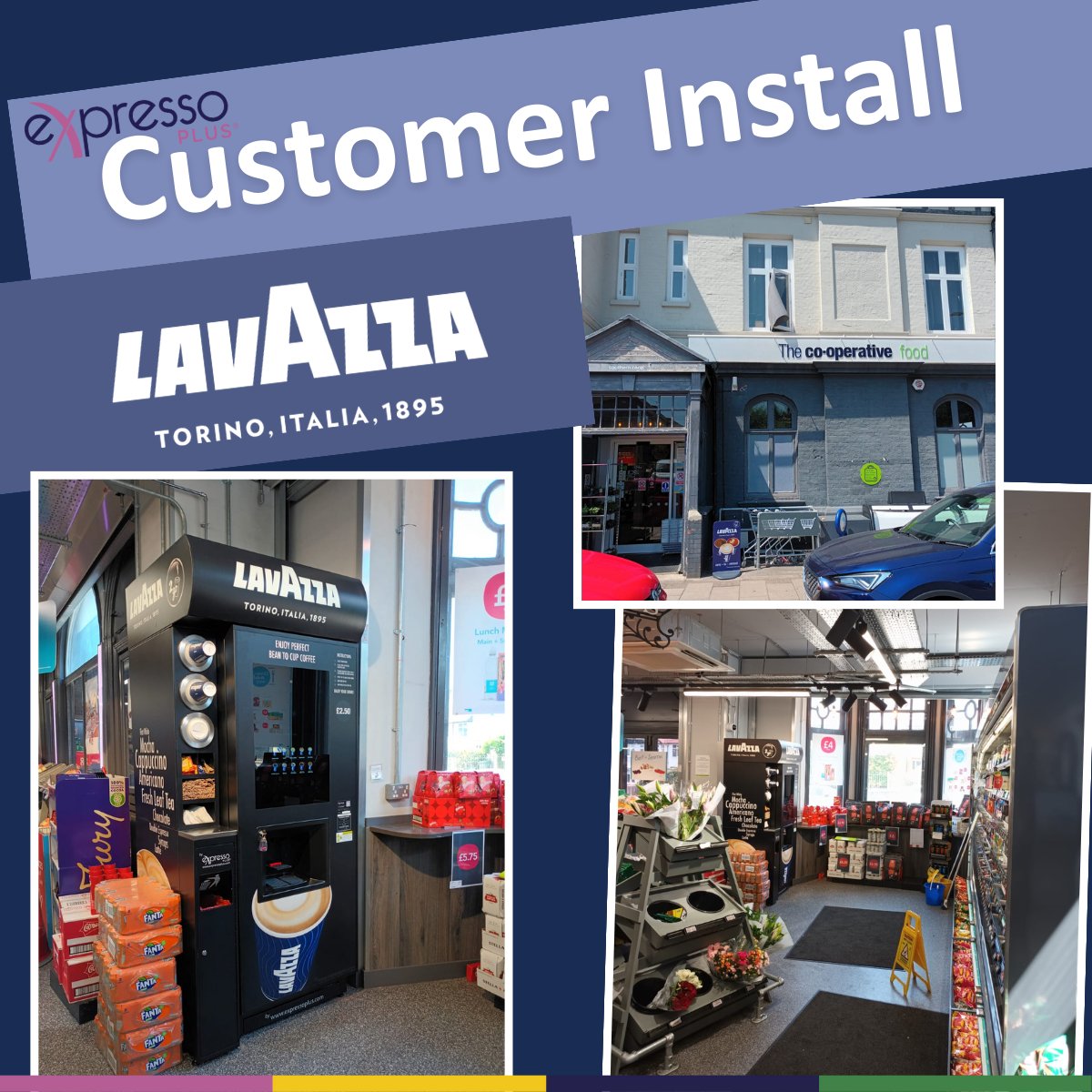 eXpressoPLUS's tweet photo. Another customer install at Southern Co-op for our fantastic Lavazza range!

Full installation, POS and training provided. 

View Lavazza Coffee To Go at - https://t.co/i9GR0Fado5

#Lavazza #Coffee #eXpressoPLUS #install #tea #hotchocolate #Coop #Coffee2Go https://t.co/eaFkXeolt7