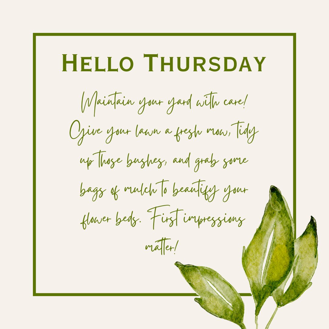 ACBREALTYINC1's tweet image. Maintain your yard with care! Give your lawn a fresh mow, tidy up those bushes, and grab some bags of mulch to beautify your flower beds. First impressions matter! 🌿🏡 #YardCare #FirstImpressions #HomeBeautification