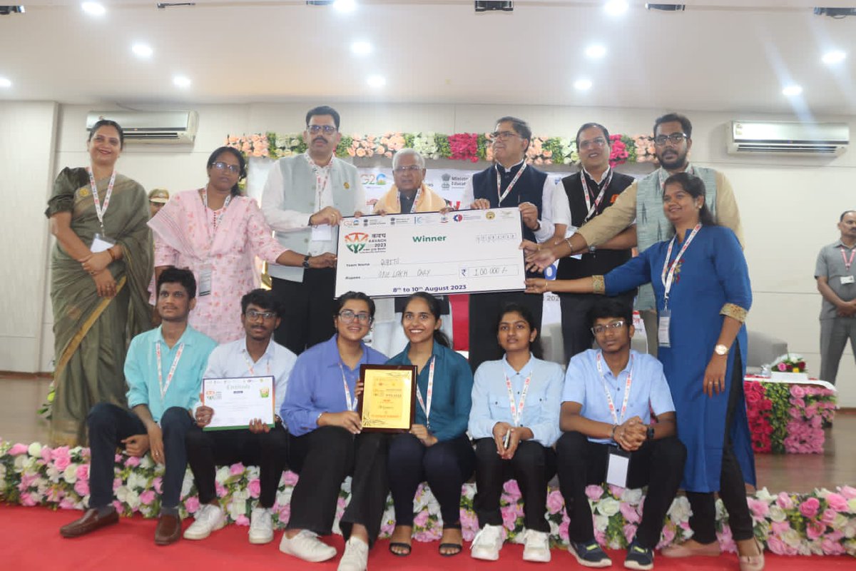 IESuniversity's tweet photo. Hon'ble Governor of MP Felicititates #Kavach2023 hackathon Winners
#Valedictoryceremony of  #Kavach2023 #cybersecurityhackathon ended the 36 hour coding challenge at all five #nodalcentres across the country. The felicitation event began with online address by #Centralministers followed by local felicitations at individual #nodalcentres. The felicitation at @IESCollegeofTechnologyBhopal was enriched by the gracious presence of Chief Guest, HE Shri #MangubhaiPatel ji, Hon'ble #GovernorofMP; Guest of Honour Prof @DrBharathSharanSingh ji, Chairman #MPPURC, @ErBSYadhav sir, Hon’ble Founder Chancellor, #IESUniversityBhopal, Prof @DrSunitaSingh, Hon'ble Prochancellor, IES University Bhopal; alongwith Shri @GirishKumarBhasin ji, Assistant Director AICTE; Shri @ArindamMandal, Bhopal Nodal Centre Head; Shri @RaviPratap, #BPR&D Bhopal; Shri @AwnishKumarTiwari, AICTE; and other esteemed dignitaries from #AICTE, #BPR&D #MHA and #MoE. Hon'ble Governor emphasized the significance of #technology and #innovation and how young minds can contribute towards the #digitalsafety of the world. He appreciated all the participants and reminded them that the mission towards cyber security shouldn’t end here but should evolve further to fortify our digital landscape. The winners of the Kavach hackathon teams who were feliicitated with cash awards of Rs One Lakh are :
Team #Clocktantra #SRMInstituteofScienceandTechnology, Tamilnadu; Team Heisenberg, #NoidaInstituteofEngineeringandTechnology, Uttar Pradesh; Qubits, #VelloreInstituteof Technology, Tamil Nadu.
The teams who had a Tie and won Rs 50,000 each are :
Team Cyph3r, K.J. #SomaiyaCollegeofEngineering #SomaiyaVidyaviharUniversity, Maharashtra; and Prakat23, #VidyalankarInstituteofTechnology, Maharashtra. 
The Vote of thanks by Shri @DevanshSingh, Hon’ble CEO, IESUniversity, Bhopal, gave the event a befitting conclusion.

#Hackathon
#CSE
#IESCollegeofTechnologyBhopal
#IESUniversityBhopal @mangubhaipatel