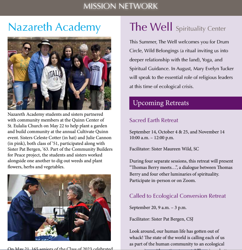 NazarethLGP's tweet photo. Always an honor to be included in a @congofstjoseph publication. This issue is filled with alum, students and staff. #NazUnity #missionbased
https://t.co/D4BunwKtjg https://t.co/5z0nmrFWCg