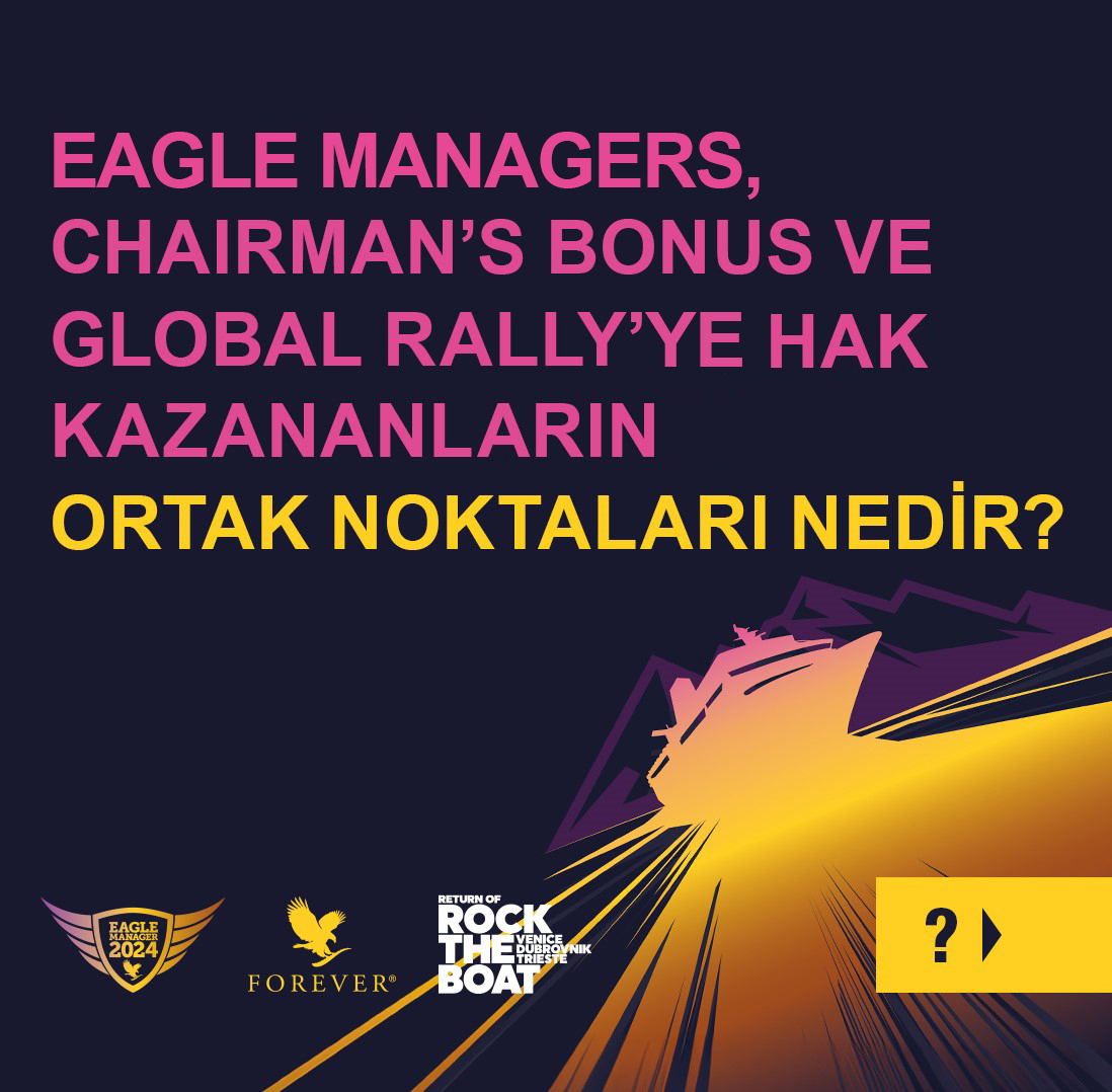 foreverturkeyhq's tweet photo. Eagle Managers, Chairman's Bonus ve Global Rally'ye hak kazananların ortak noktalarını hiç merak ettiniz mi?
Öğrenmek için kaydırın!
#EMR #EMR24 #FGR #EAGLE #ChairmansBonus #FLP #ForeverLiving https://t.co/qnsyp2U3Bj
