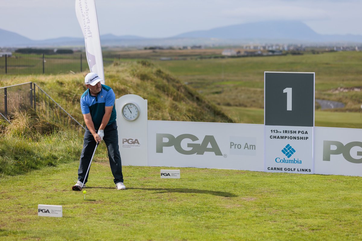 Defending Champion <a href="/damienmcgrane/">Damien McGrane</a> <a href="/carlowgolfclub1/">Carlow Golf Club</a> hitting his opening tee shot at the 1st round of The Irish PGA Championship <a href="/CarneGolfLinks/">CARNE GOLF LINKS</a> <a href="/Columbia1938/">columbia1938</a> <a href="/ThePGA/">The PGA</a>