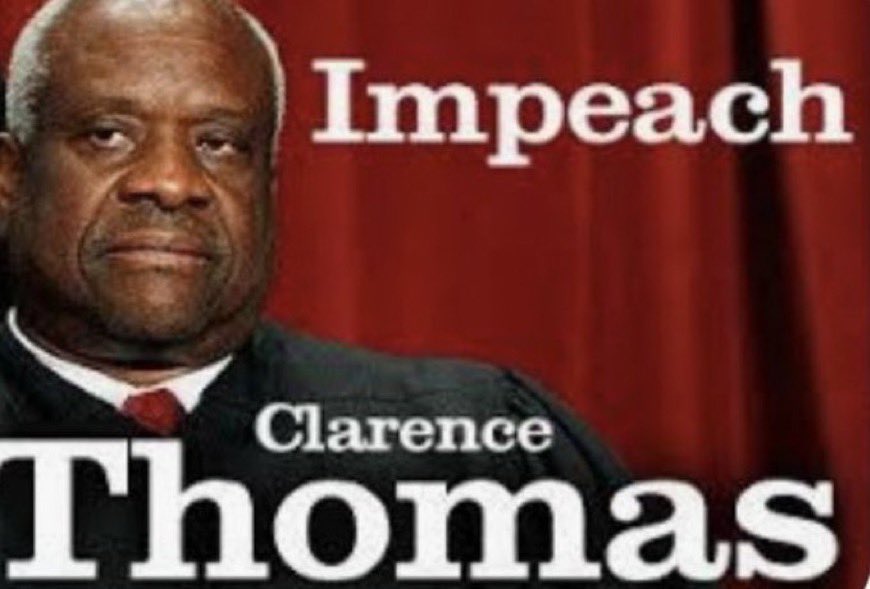 LePapillonBlu2's tweet photo. Who else wants Clarence Thomas impeached and removed from the bench? ✋🏽 https://t.co/5jsukJXmE4