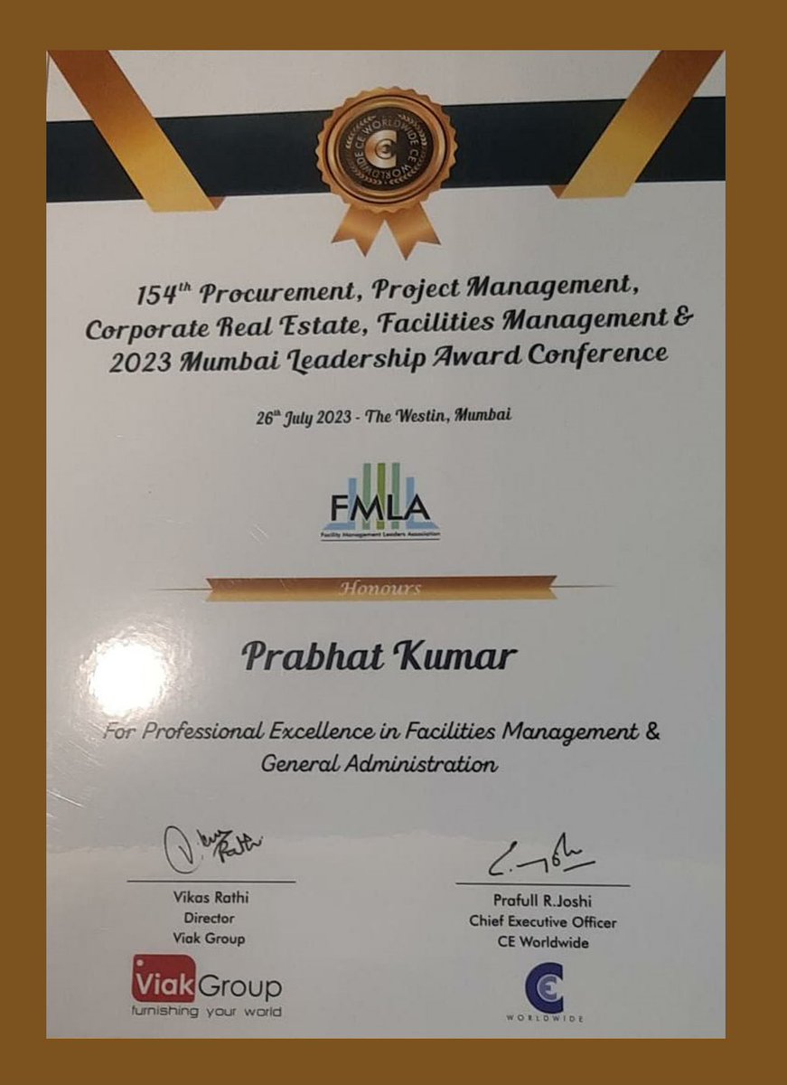 aeriestech's tweet photo. 🚀Hats off to our Head of Admin and Facilities, Prabhat Kumar for receiving the #Leadership Award for Professional Excellence in Facilities & Administration in a Leadership Award Conference organized by CE Worldwide! Congratulations! 🎉
#CEWorldwide #leadership #projectmanagement https://t.co/bPnBIYBNbU