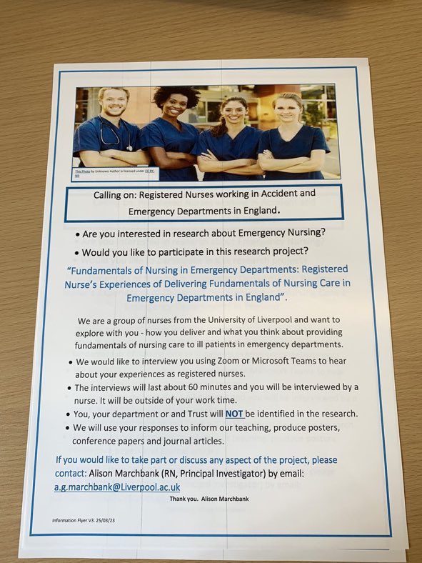 Alison Marchbank #ProtectNurse @LivUniAHPN (@marchbank_a) on Twitter photo Calling all accident and emergency nurses take part in our research, An online interview with fellow RNs. Please email a.g.marchbank@liverpool.ac.Uk or direct message me on Twitter or X Please re tweet and let fellow A&E nurses know about it if they aren’t on Twitter. Calling all accident and emergency nurses take part in our research, An online interview with fellow RNs. Please email a.g.marchbank@liverpool.ac.Uk or direct message me on Twitter or X Please re tweet and let fellow A&E nurses know about it if they aren’t on Twitter.