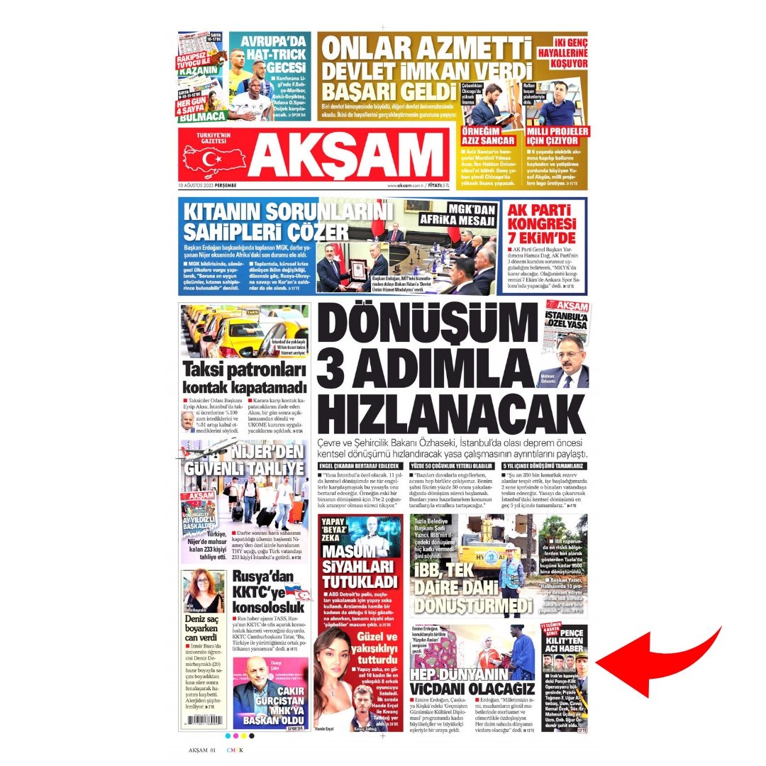 TTAgrup's tweet photo. 6 Askerimiz Şehit olduğu bir günde gazete manşetleri.
Şehit haberlerine, şehitlerimize verilen değer bu!
YAZIK! https://t.co/7rPdu4ENel