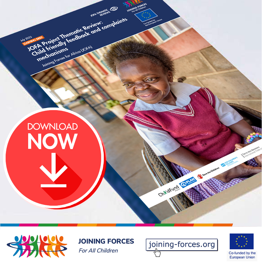 Exciting #NEWS!
Our thematic review on "Child friendly feedback and complaints mechanisms" is out!

Discover how #JOFA Project is using #ChildParticipation to be more inclusive and responsive to ensure program effectiveness.👇👇👇
bit.ly/3OgoCUy
#JoiningForcesForChildren