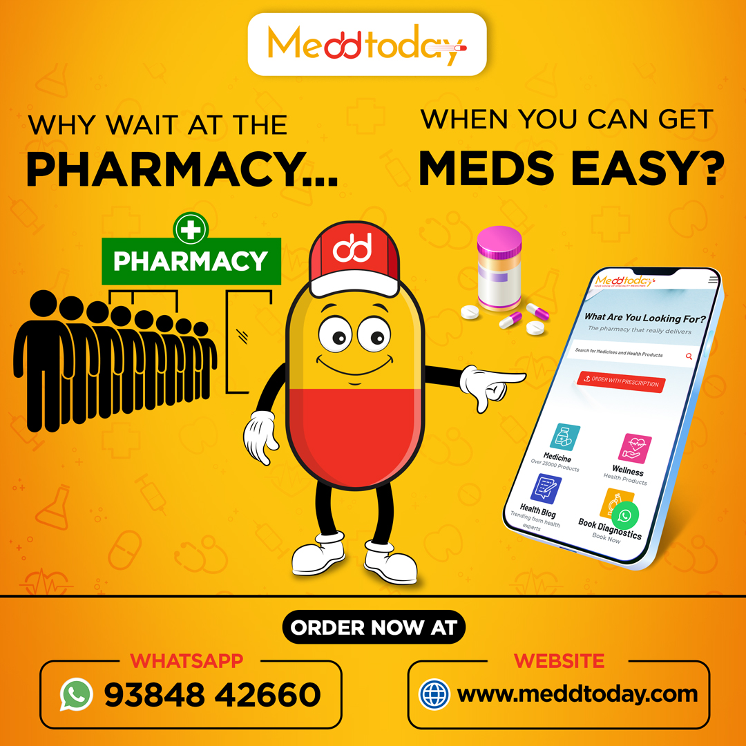 Skip the queue at the medical store and get your meds within just a few swipes and taps! Delivered straight to your doorstep, with the Meddtoday guarantee!

#OnlinePharmacy #MedicineDelivery #HassleFreeHealthcare #NoMoreWaiting #ConvenientMedicine #DoorstepDelivery #Meddtoday