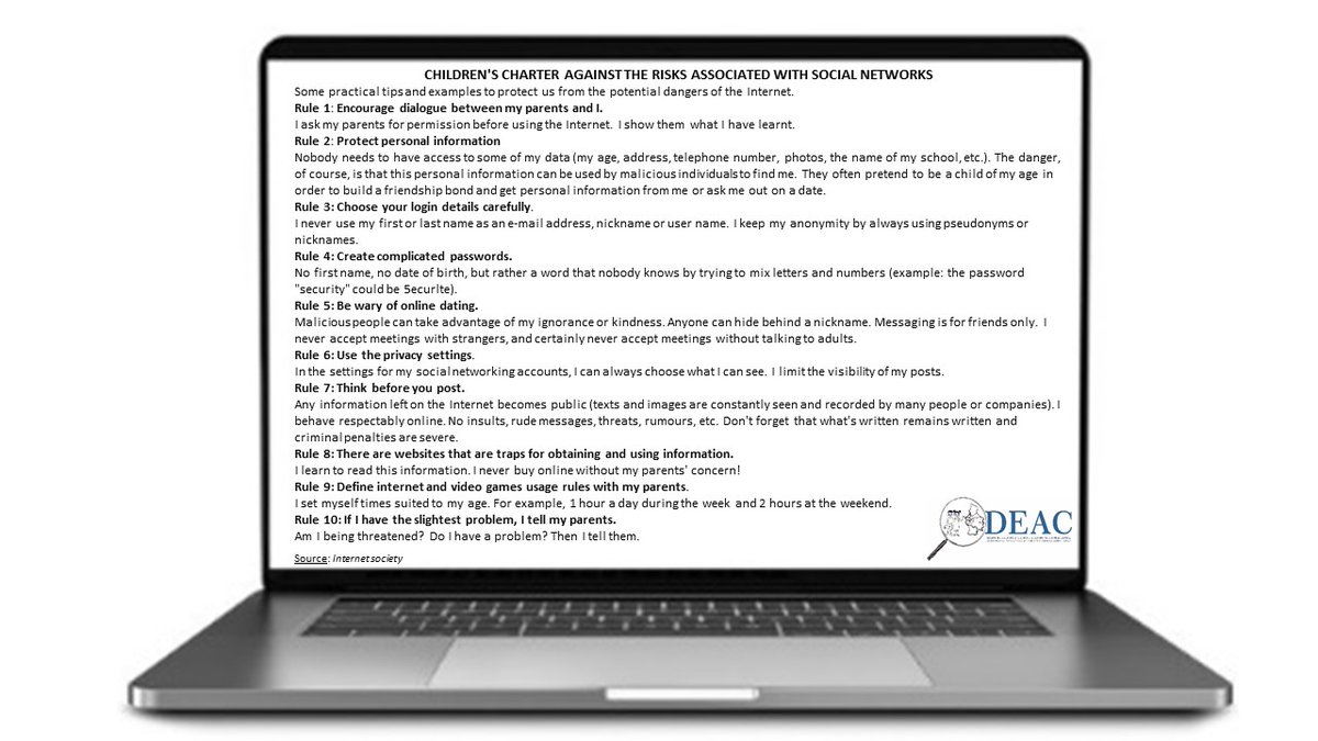 CHILDREN'S CHARTER AGAINST THE RISKS ASSOCIATED WITH SOCIAL NETWORKS