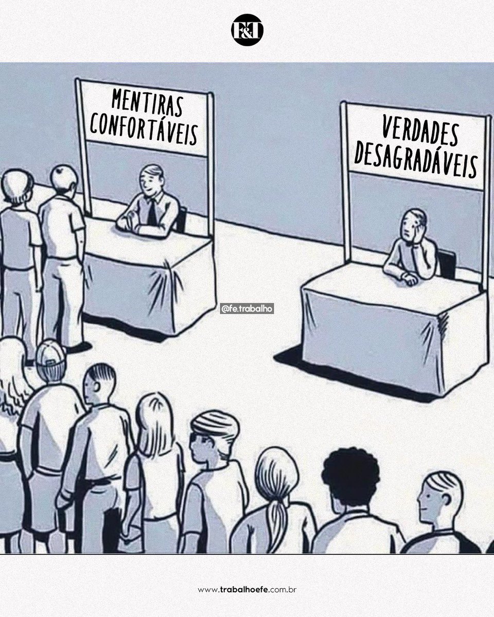 FeTrabalho1's tweet photo. É muito mais fácil escutar apenas aquilo que é conveniente.
E você, em qual fila estaria?
—
#verdade #mentira #fakenews #expressao #liberdade #conservador #autoresponsabilidade https://t.co/6c4hwc6S3C