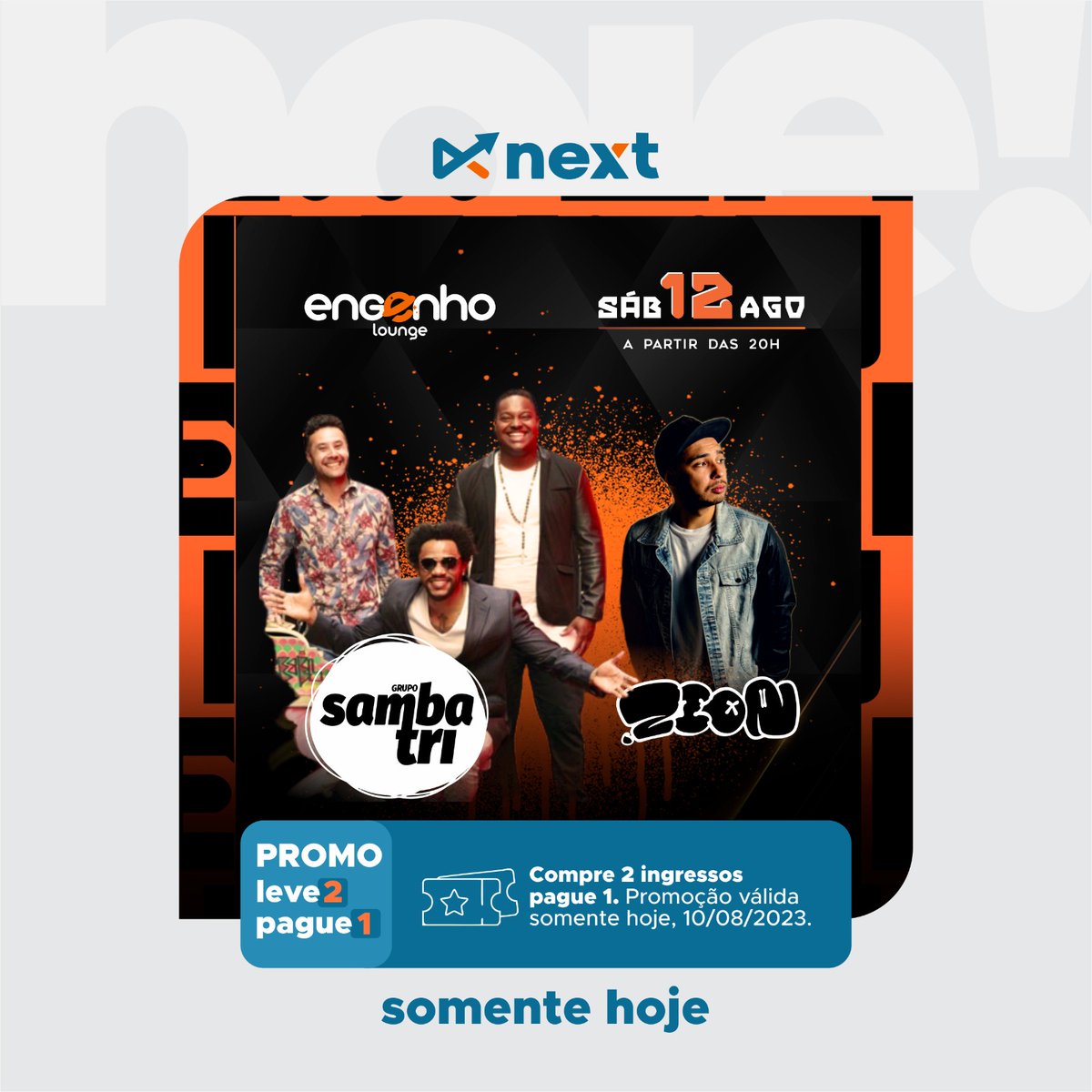 EngenhoClub's tweet photo. Já viu a promoção em parceria com a Next ingresso?

Se liga 👉🏼👉🏼 compre 1 ingresso e ganhe o outro! Bom demais, não é mesmo?

Aproveite que a promoção é válida apenas nesta quinta-feira (10/08). Garanta agora mesmo seu ingresso pelo link da Bio! https://t.co/PEm0pi4dC2