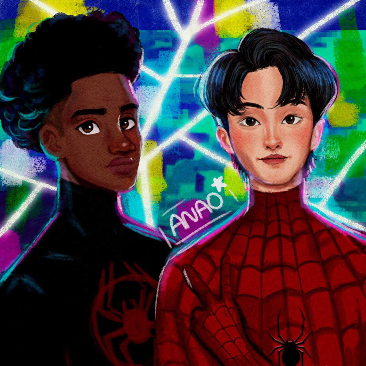 anartzx's tweet photo. spidermark meets miles morales!

#spidermark #AcrossTheSpiderVerse #마크 https://t.co/ZJYdwLGViq