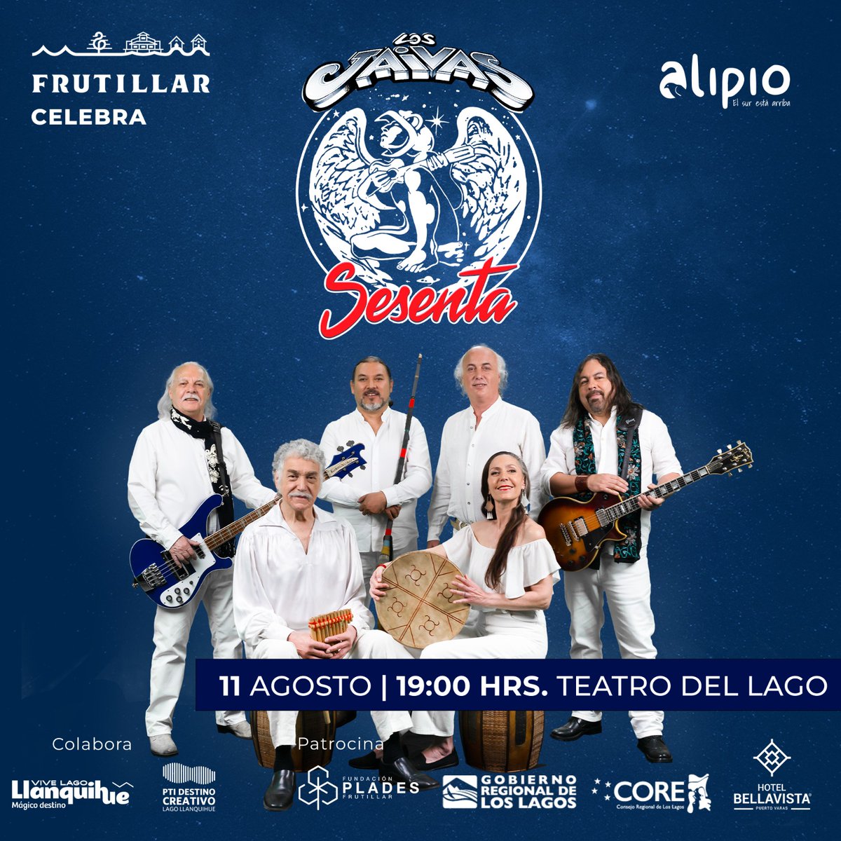 Este 11 de agosto la cuenca del Lago Llanquihue celebra 
a Los Jaivas con un concierto que busca agradecer sus profundos vínculos musicales, revisando su destacada trayectoria. 

lagollanquihuedestinocreativo.cl/los-jaivas-cel…