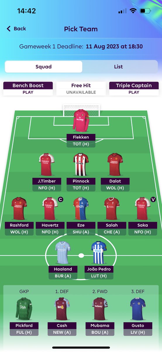 MartsMello's tweet photo. @FPL__Raptor Locked and ready!! Also bring on #FFFantasy  tomorrow too 👌🏻#FPL ##FPLCommunity https://t.co/iLubDRJYnV