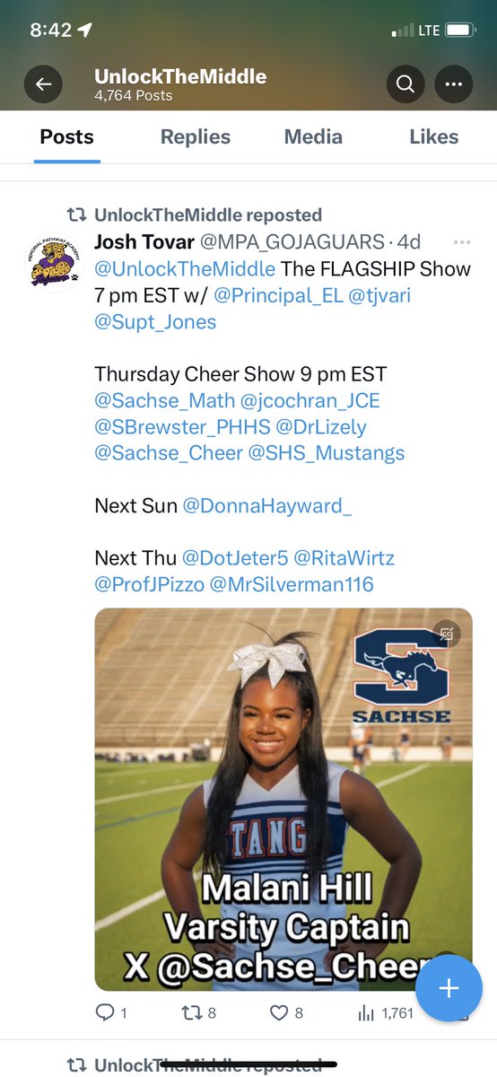 Malani2024's tweet photo. Catch me tonight on my very first podcast! 😁 @SHS_Mustangs @TheSachseNews @Sachse_Cheer @gisdnews @GISDArts @SachseSB #runmustangsrun 🧡💙 https://t.co/5Abuj3NTyc
