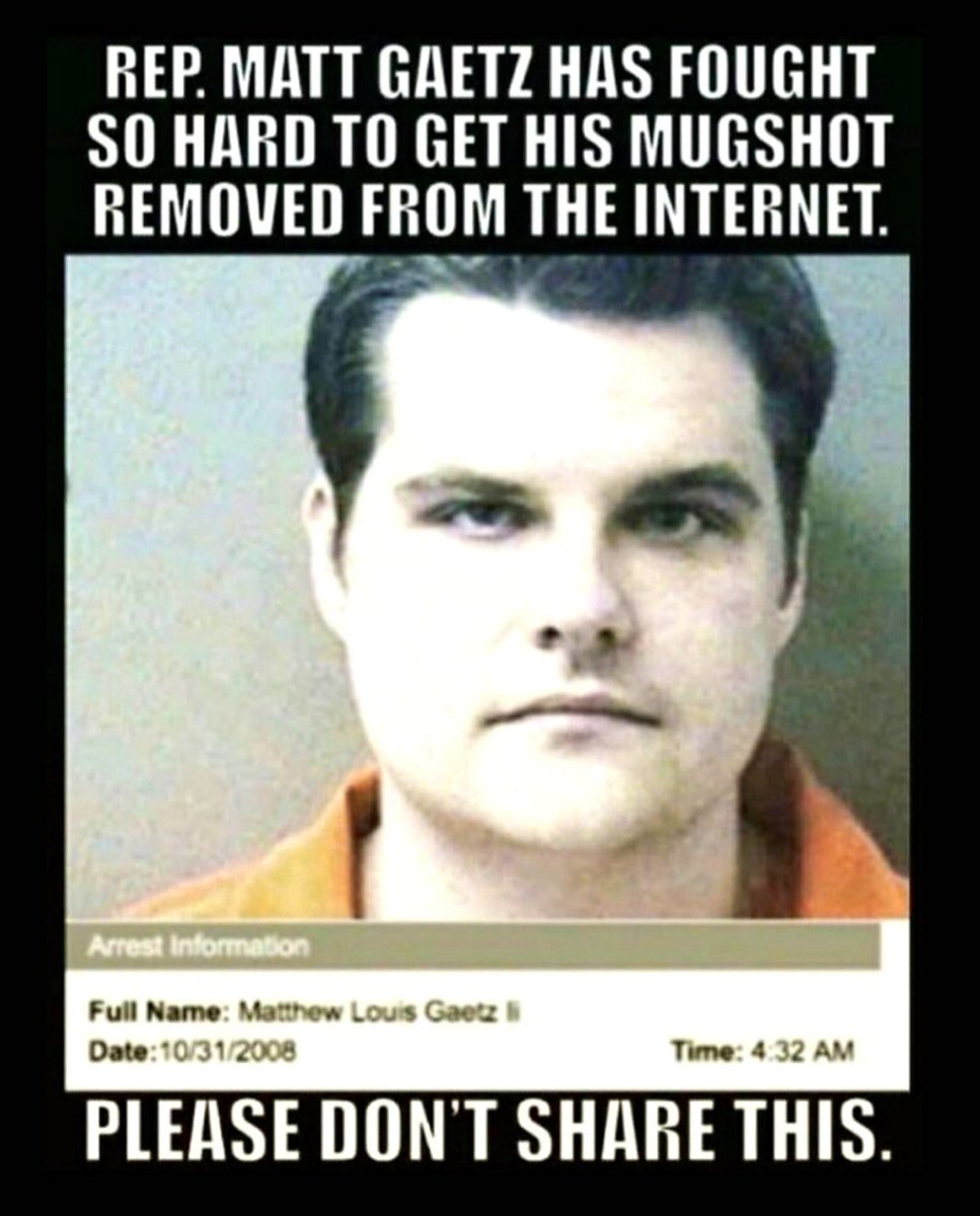 Matt 'Venmo' Gaetz does not want his mugshot on the internet...