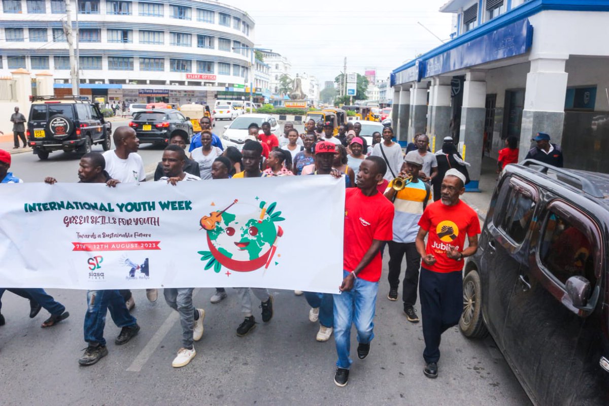 With support from Siasa Place we conducted a procession to celebrate International youth week from Mapembeni to treasury Square to submit our petition for promotion of green jobs  to the office of the governor and the CECM department of water, natural resources and climate.