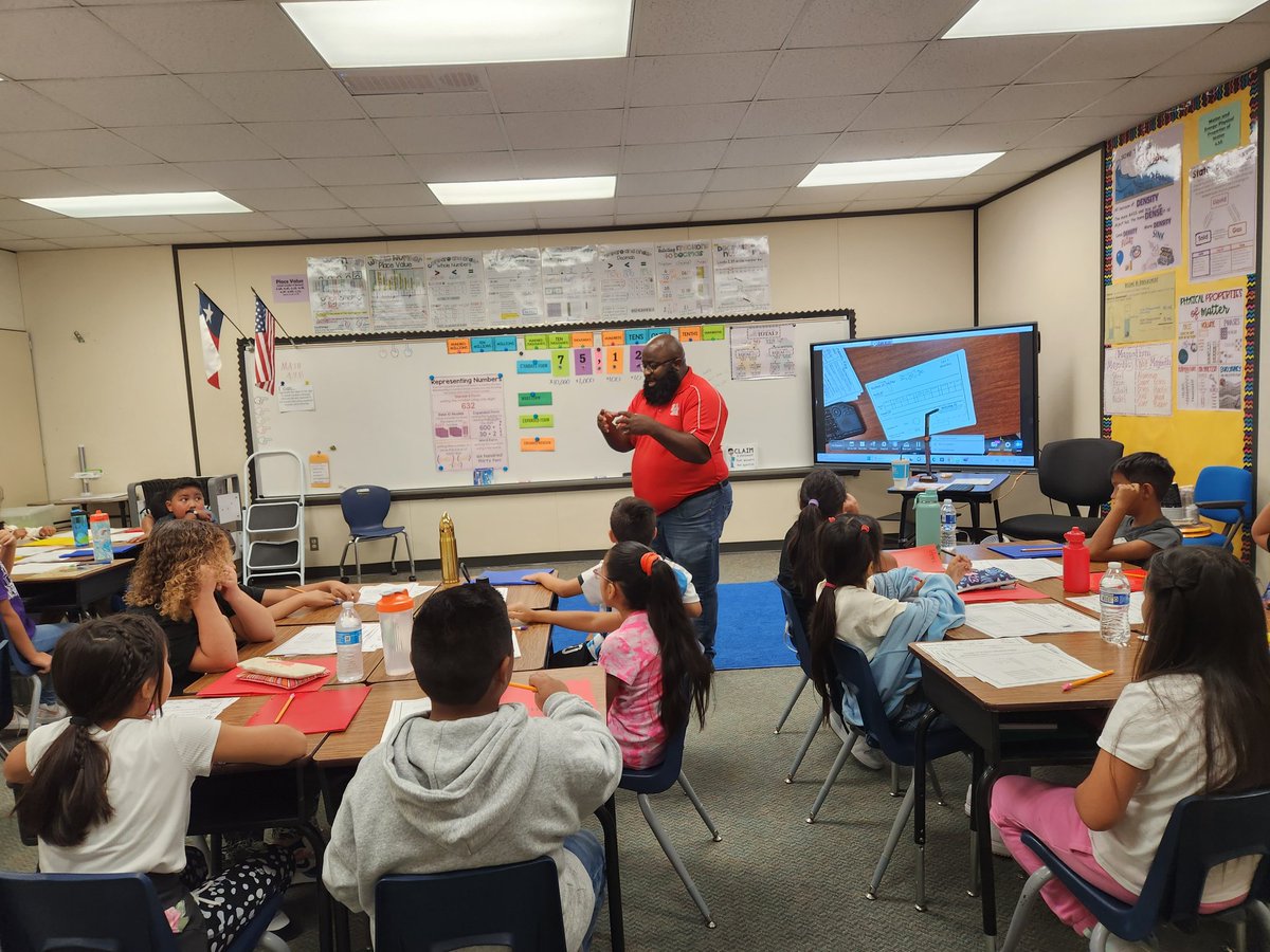 Mr. Groce already in the work modeling small groups for his 4th grade team <a href="/GreenwoodKISD/">Greenwood Forest</a>. #WhateverItTakes