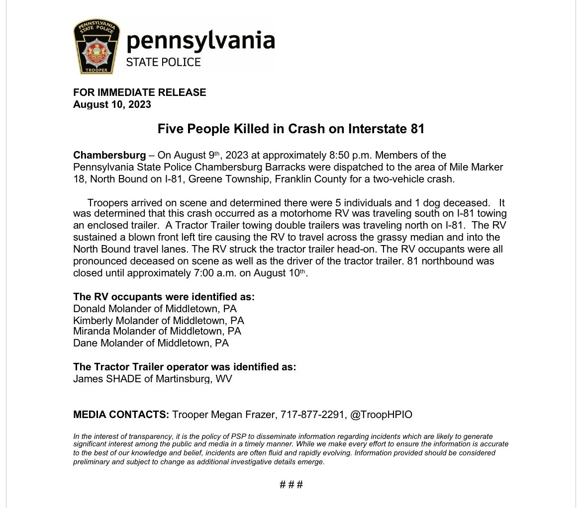 PSPTroopHPIO's tweet image. Tragic crash last night in Franklin County:
