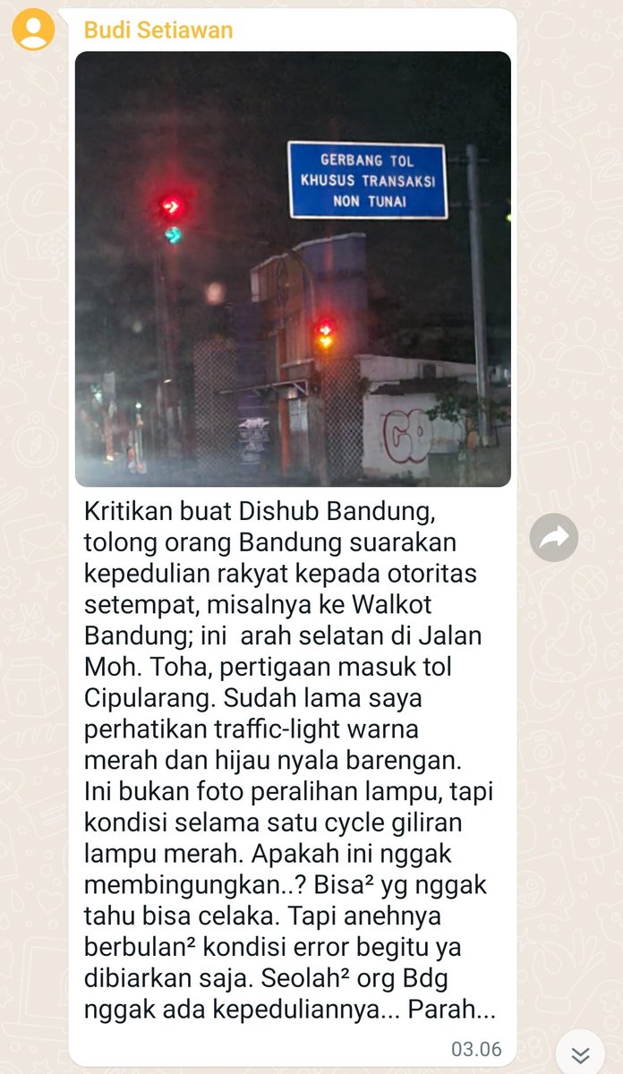 ilmi61's tweet photo. dapat info dari kawan ttg traffic light error di per3an M Toha Bdg - Akses tol Purbaleunyi, mohon perbaikannya, tks @AtcsBandung @dishubkotabdg https://t.co/UbSaFQUAL1