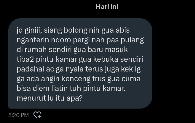 GENBERMAIN's tweet photo. Cerita ke 5 

Hayooooo siapa hayoooo~ 
Mungkin ada org cosplay jadi angin 🥲 https://t.co/9h3usS791N