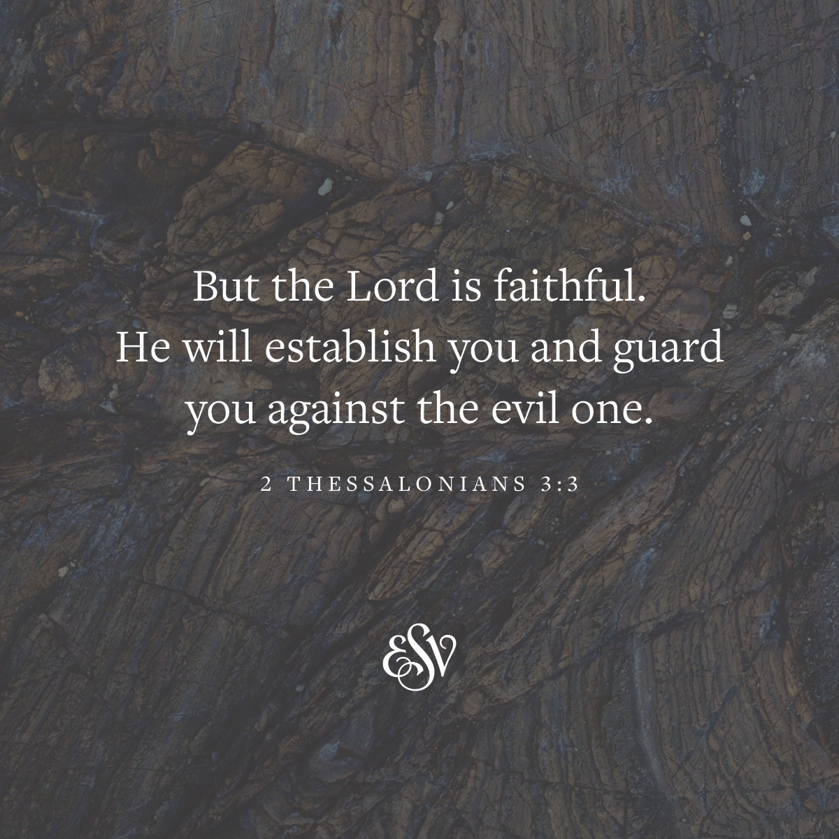 "But the Lord is faithful. He will establish you and guard you against the evil one."
—2 Thessalonians 3:3, ESV.org

#ESV #Bible #VerseoftheDay #2Thessalonians