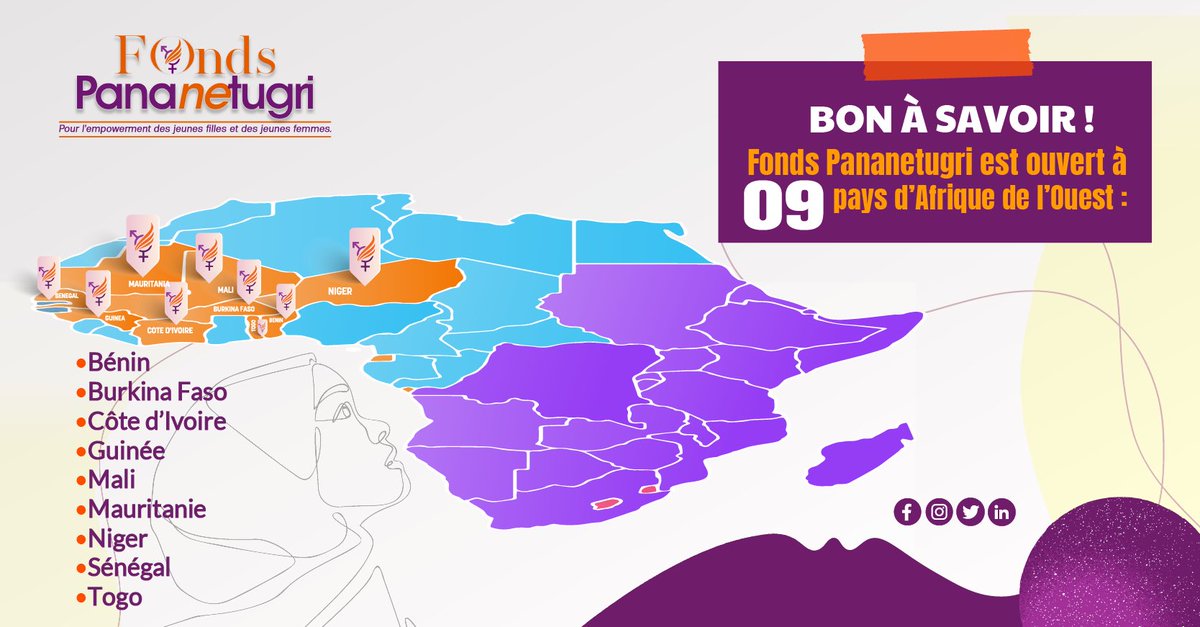 Le @F_Pananetugri est ouvert aux demandes de subventions en provenance de neuf (09) pays d'Afrique de l'Ouest francophone: #Bénin🇧🇯 #BurkinaFaso🇧🇫 #CôtedIvoire🇨🇮 #Guinée🇬🇳 #Mali🇲🇱  #Mauritanie🇲🇷 #Niger🇳🇪 #Sénégal🇸🇳 #Togo🇹🇬. Apprêtez-vous si vous intervenez dans un de ces pays!