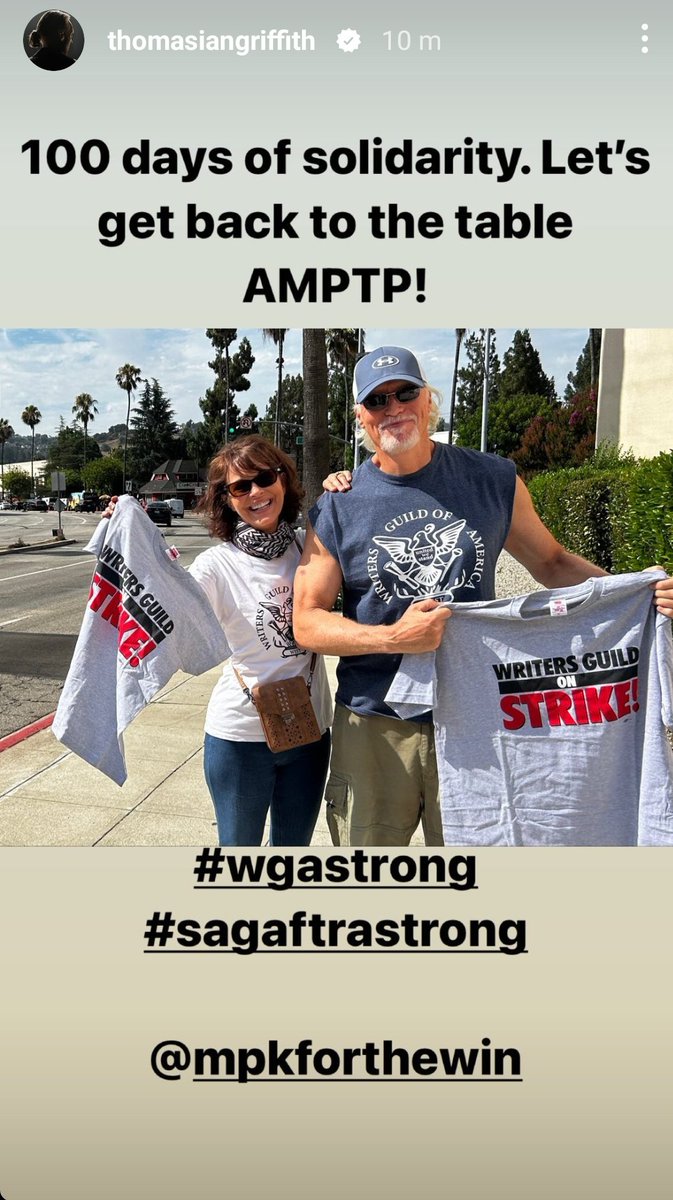 Silversmeasures's tweet photo. 100 days of solidarity, now it's time to reach an agreement and get back to business. #supportingthewritersstrike https://t.co/lTvgtKva59